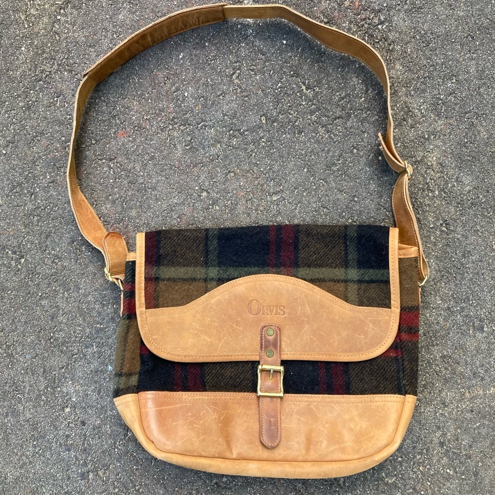 Orvis Tan and Brown Plaid Men's Bag